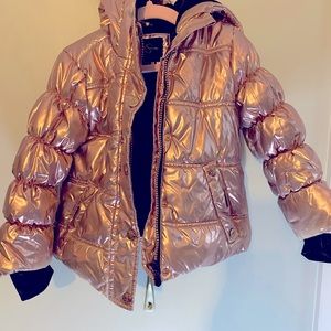 Pink metallic girls winter jacket